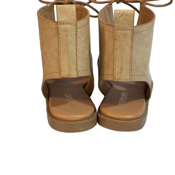 New Report Zahara Gladiator Sandals Tan Faux Leather Size 7 1/2 - Picture 4 of 9